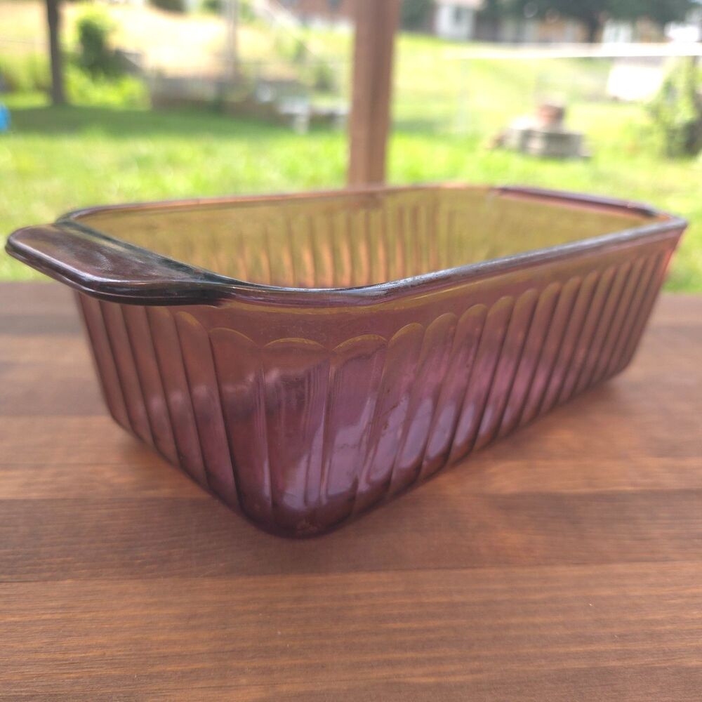 Vintage Corning Visions Cranberry 1.5 Qt Loaf Pan 213-R Glass Bakeware USA
